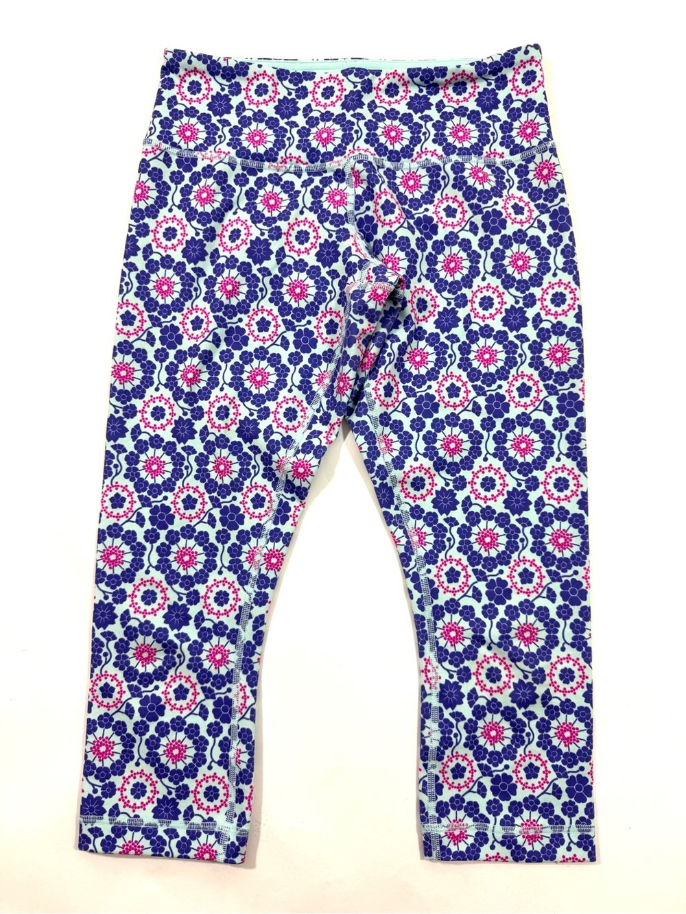 Lululemon Wunder Under Crop Leggings Twiggy Print Purple Aquamarine